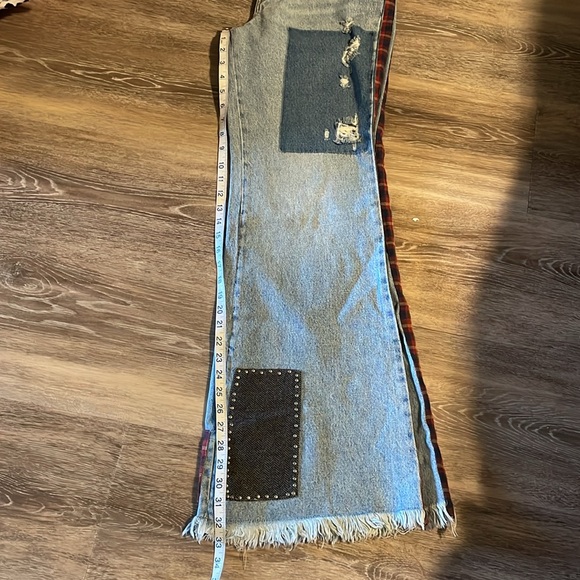 Free People We The Free Mixed Plaid Slim Flare - Picture 11 of 13